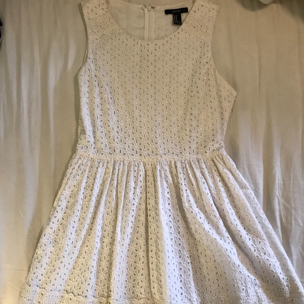 Pure White Textured Summer Dress Forever 21